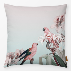 Sierkussen Tropische Vogels in het Paradijs Roze/Turquoise