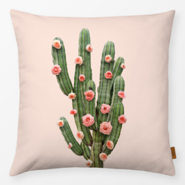 Sierkussen Cactus en Rozen Groen/Roze