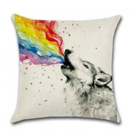 Sierkussen Rainbow Wolf Multikleur 45x45cm
