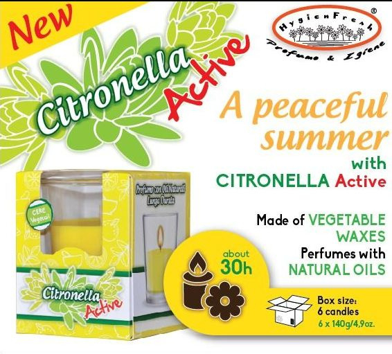 Geurkaars Citronella Active tegen muggen (140 gram)
