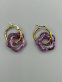 oorbellen flower power purple