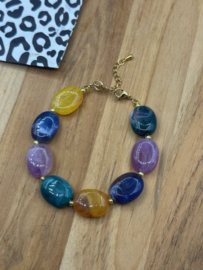 armband Olivia bruin/lila/groen