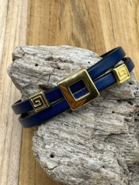 leren armband marine blue