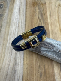 leren armband marine blue
