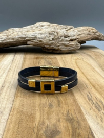 leren armband marine blue