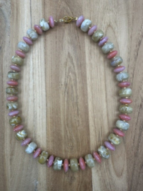 ketting rondel roze en beige