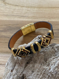 leren armband zwart lakleer