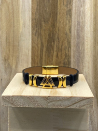 leren armband zwart lakleer