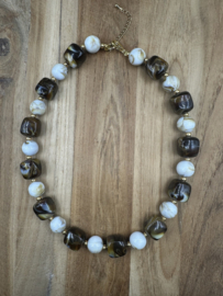ketting Coco bruin/wit