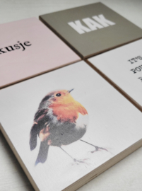 HOUTEN TEGELTJE MET EIGEN TEKST/QUOTE