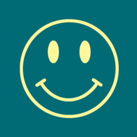 PARELMOER KAARTJE SMILEY GREEN/YELLOW