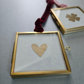 MESSING HANGER 6 x 6 MET GLITTER HARTJE OF KLAVER 4