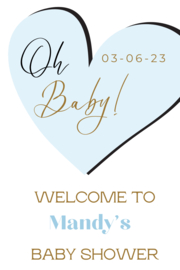 Poster babyshower blauw