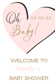 Poster babyshower roze