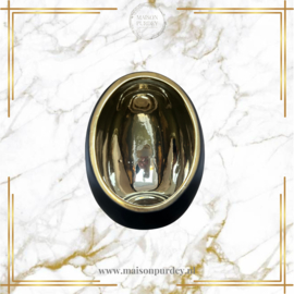 Waxinelichthouder Egg Black&Gold L
