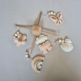 Mobiel roze/goud vlinder
