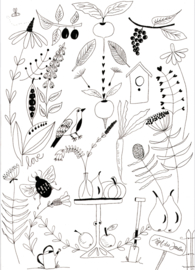 Groente & fruit 🍐 TUIN Oost Indische Inkt illustratie A4