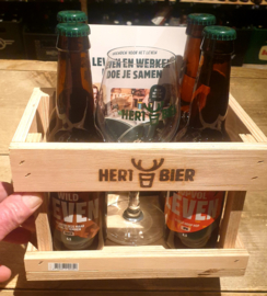 Hertt Bier - Gift-pack 4 x 33cl + glas in kistje met viltjes