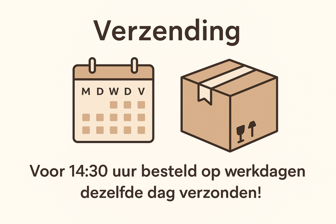 Voor 14:30 uur besteld op werkdagen = dezelfde dag verzonden!