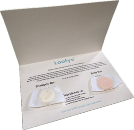 Loofy's -Papierweise Faltkarte mit Mini-Shampoo und Body Bar