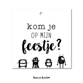 Cadeaulabel - Kom je op mijn feestje? (monster) - per 10 stuks