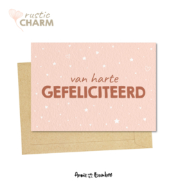 Ansichtkaarten - Van harte gefeliciteerd (Rustic Charm) - per 5 stuks