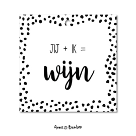 Cadeaulabel - Jij + ik = wijn - per 10 stuks