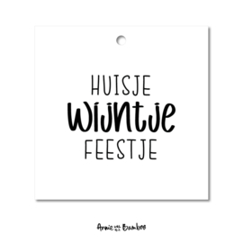 Cadeaulabel - Huisje wijntje feestje - per 10 stuks