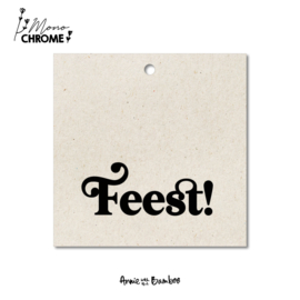 Cadeaulabel - Feest! (Monochrome) - per 10 stuks