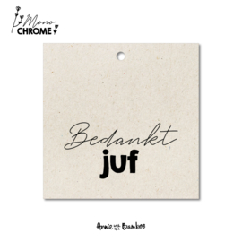 Cadeaulabel - Bedankt juf (Monochrome) - per 10 stuks