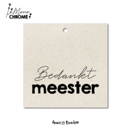 Cadeaulabel - Bedankt meester (Monochrome) - per 10 stuks