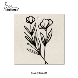 Cadeaulabel - Bloemen (Monochrome) - per 10 stuks