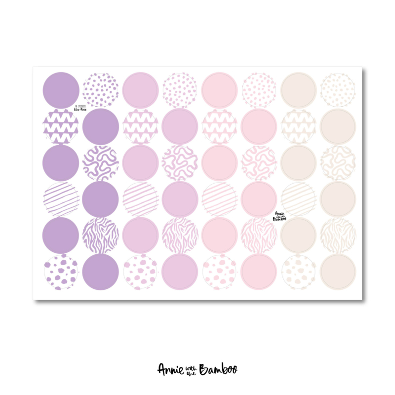 Stickervel patroon Lila / Roze - per 5 stuks
