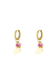 Heart Hoops Pink Charm