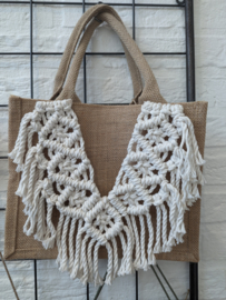 Juten tas met macramé