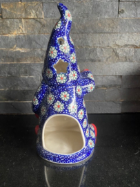 Bunzlau Gnoom 20 cm Fabriek Andy - Bloemen blauwe stippen