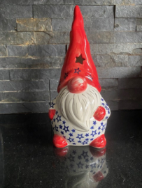 Bunzlau Gnoom 26 cm Fabriek Andy -  rode puntmuts met sterren