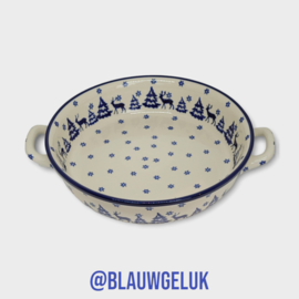 420 - Bunzlau ronde schaal met greepjes 26 cm