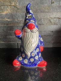 Bunzlau Gnoom 20 cm Fabriek Andy - Bloemen blauw