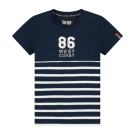 SKURK - T-shirt Tymo stripe - Dark Blue White