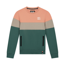 SKURK - Sweater Sjoerd - Peach/ Sand/ Green