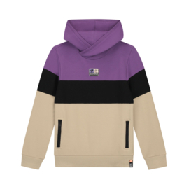 SKURK - Hoodie Siem - Colourblock purple/black/sand