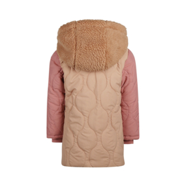 Koko Noko - Winterjas met teddy - Caramel bruin oudroze