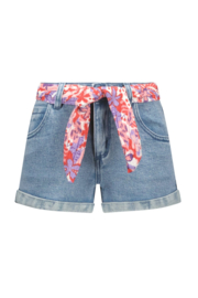 B.Nosy - Denim short Patty met gekleurd riempje - Light Denim