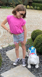 Grasstar - Denim shortje style - fuchsia