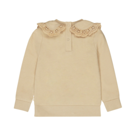 Dirkje - sweater met broderie kraagje - zandkleur