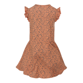 Koko Noko - Leopard kleedje met ruffle mouwtjes - Faded Orange