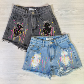 Jeans short Splatter - blauw