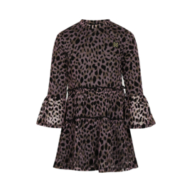 Koko Noko - Jurk met velours panterprint - Roze/zwart