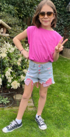 Grasstar - Denim shortje style - fuchsia
